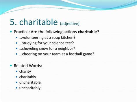 charity adjective form